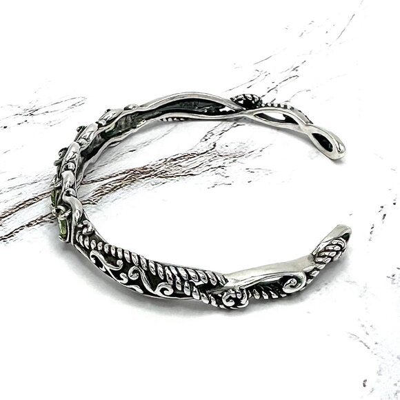 Carolyn Pollack Multi-Cut Peridot Sterling Silver Gemstone Cuff Bracelet 6-1/2" - Picture 4 of 5